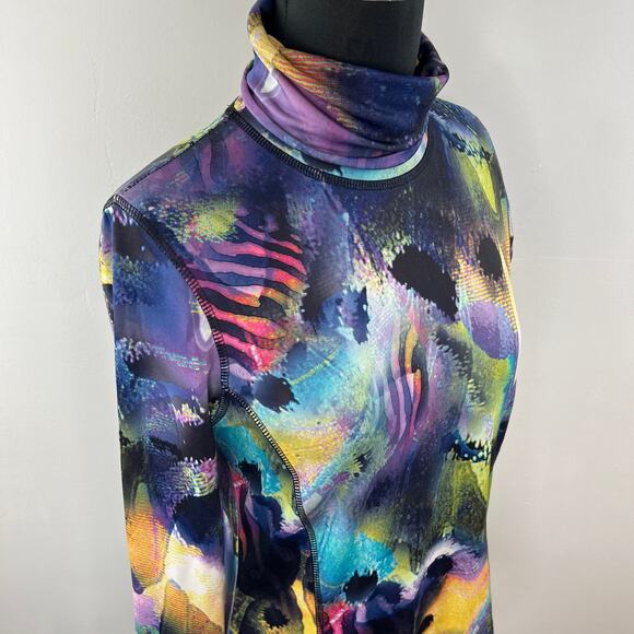 Sno Skins Multicolor Kaleidoscope Printed Turtleneck Pullover Base Layer USA L - Picture 3 of 5